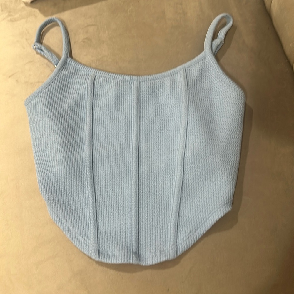 elodie light blue crop corset top size x small women’s